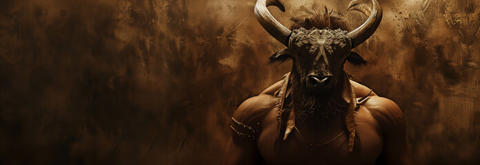 The Minotaur is in the dungeon. - obrazy, fototapety, plakaty