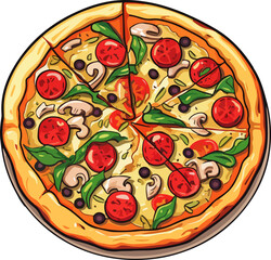 pizza vector illustration isolated on transparent background. 
