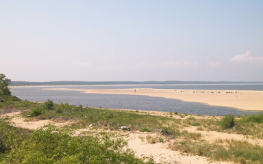 Baltic Sea Coast on Sobieszewska Island. The estuary of the Vistula River.