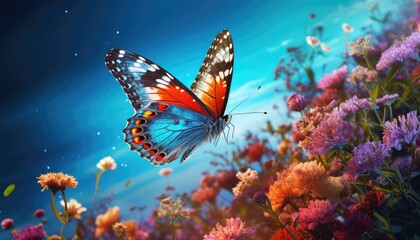 butterfly flying over vibrant natures colorful hd wallpeper