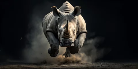 Foto op Plexiglas anti-reflex Unaufhaltsam rennt das Rhinozeros zu seinem Ziel © stockmotion