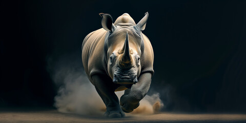 Unaufhaltsam rennt das Rhinozeros zu seinem Ziel - obrazy, fototapety, plakaty