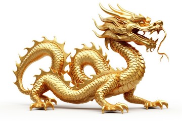Golden Chinese dragon. A symbol of luck and prosperity during Chinese New Year celebrations.