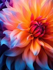 Obraz premium Macro photography of vibrant color dahlia flower as a creative abstract background