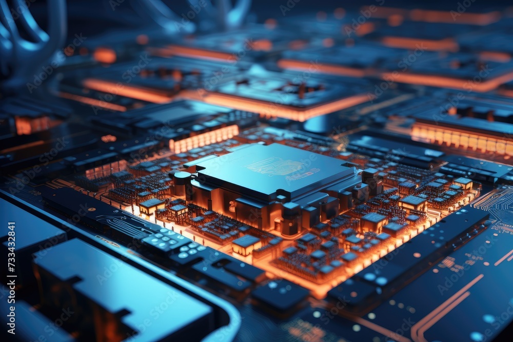 Aufkleber complex circuit board, illustrating the integration of artificial intelligence technology with elect