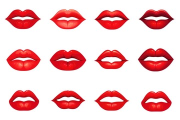 Female human red lips set illustration, simple style