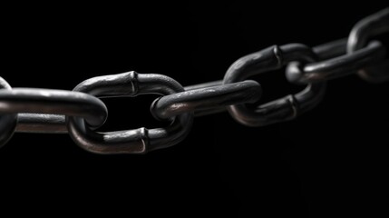 Fototapeta premium Closeup strong metal chain on a black background