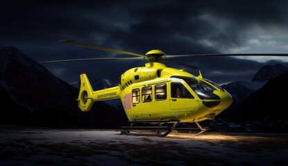 Medevac evacuation medicine helicopter at night - 733434071