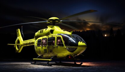 Medevac evacuation medicine helicopter at night - 733434076