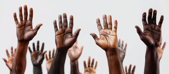 Hands raised Black history month banner