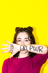Empowering "GRL PWR" Message on Woman's Forearm