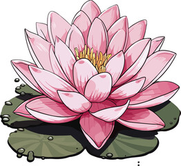 waterlily illustration isolated on transparent background. 