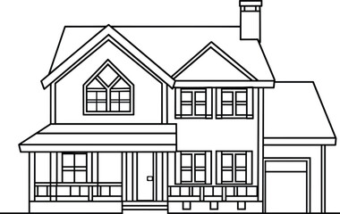 Continuous One Line Drawing of Family House, Minimalist Line Art of Home Illustration Vector