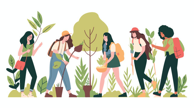 Ecofeminism flat color vector illustration.