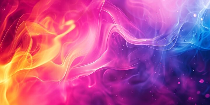 Vibrant abstract image of colorful smoke waves flowing against a dark backdrop.