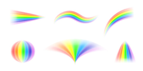 Collection of stylized rainbow shapes