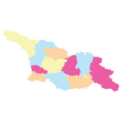 Georgia map. Map of Georgia in administrative provinces in multicolor