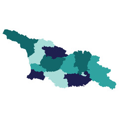 Georgia map. Map of Georgia in administrative provinces in multicolor