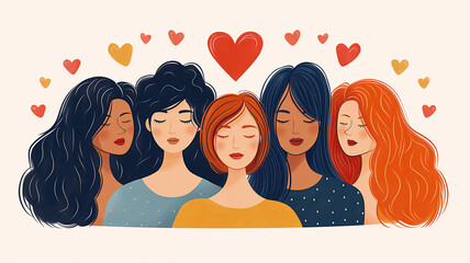 illustration about feminism, women's unity, women's rights, lgbt