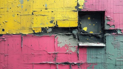 Zdjęcie przedstawia zbliżenie ściany z farbą, która odkleja się. - obrazy, fototapety, plakaty