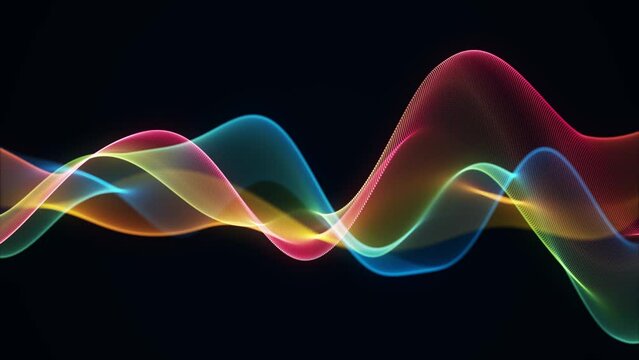 カラフルなパーティクル素材。粒子の未来的なサイバー背景。ループ