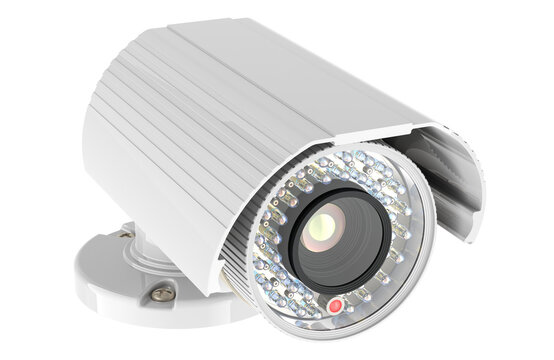 Security Surveillance Camera with stand, 3D rendering isolated on transparent background