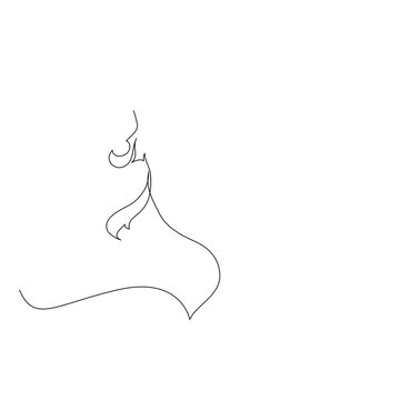 Young beautiful woman, continuous line drawing animation
