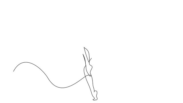 Young beautiful sexy woman, continuous line drawing animation