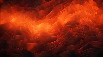 Foto op Plexiglas Flowing magma lava field, glowing lava and magma flows. Background texture of heat, lava and flames. © Meta