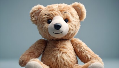 Obraz premium Satisfie furry Teddy bear isolated on light grey background