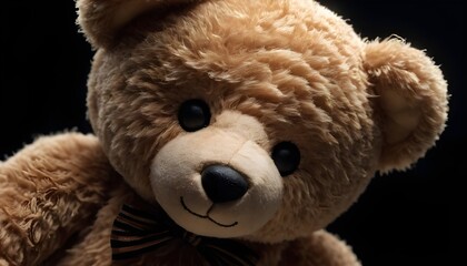 Peek a boo creepy Teddy bear isolated on black background