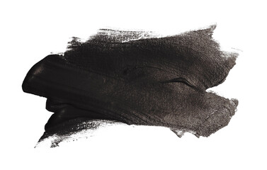 Grunge black brown ink smear brush stroke stain blot on white background.