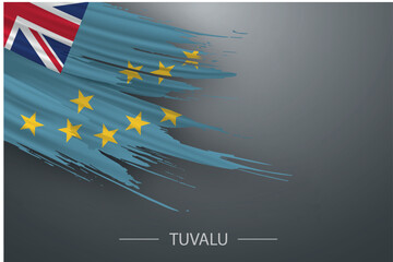 3d grunge brush stroke flag of Tuvalu