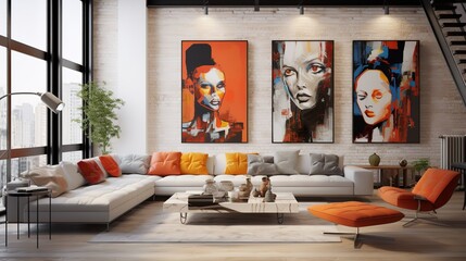 Creative Loft: Artistic Living Room in an Open Concept Loft Space