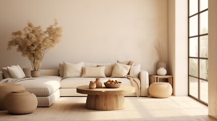Fototapeta na wymiar Handcrafted Haven: Bespoke Artisanal Living Room with Custom Creations