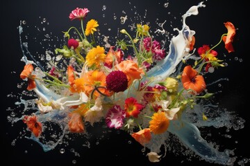 flowers splash beautiful postcard