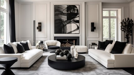 Timeless Modernity: Classic Contemporary Living Room with Sleek Elegance