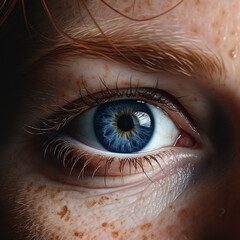Naklejka premium détail d'un oeil bleu d'une femme - IA Generative