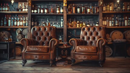 Elegant Whiskey Lounge Interior