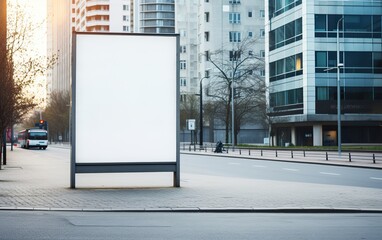 City urban town white blank billboard mock up background. Promotion marketing