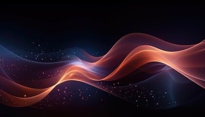 Glowing abstract wave on dark, shiny motion magic space light.