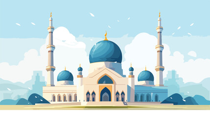 Fototapeta na wymiar Islamic mosque building flat vector illustration.