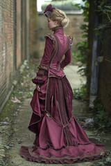 Obraz na płótnie Canvas Victorian style clothes young woman. Medieval fashion. 