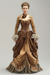 Victorian style clothes young woman. Medieval fashion. 