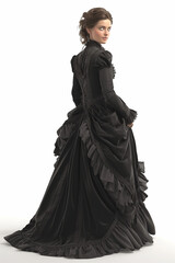 Naklejka premium Victorian style clothes young woman. Medieval fashion. 