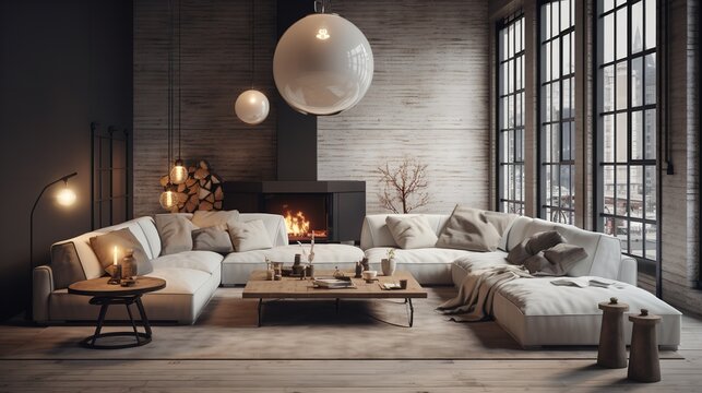 Hybrid Haven: Fusion of Industrial and Scandinavian Living Room Aesthetics