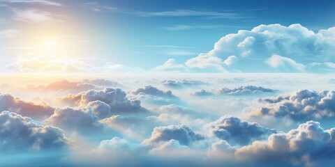 Naklejka na ściany i meble Ligh open air sky with fluffy clouds decoration