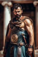 Fototapeta na wymiar Gladiator sparta man portrait