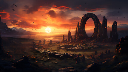 Fototapeta premium sunset over the ocean