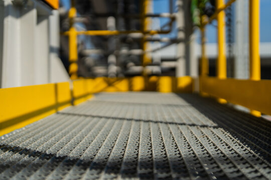 metal industrial floor - grating - bridge truss